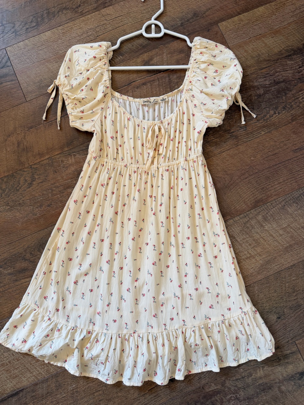 Liberty Love Cream Mini Dress with Red Floral Print